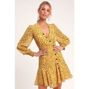 Lulus Dianella Floral Print Long Sleeve Dress S